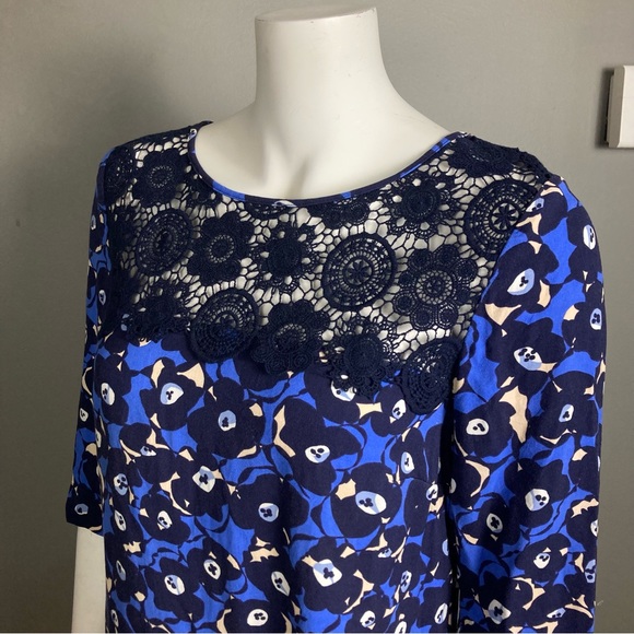 Boden dress size 8 lace mixed media floral blue black lace whimsigoth - Picture 3 of 9